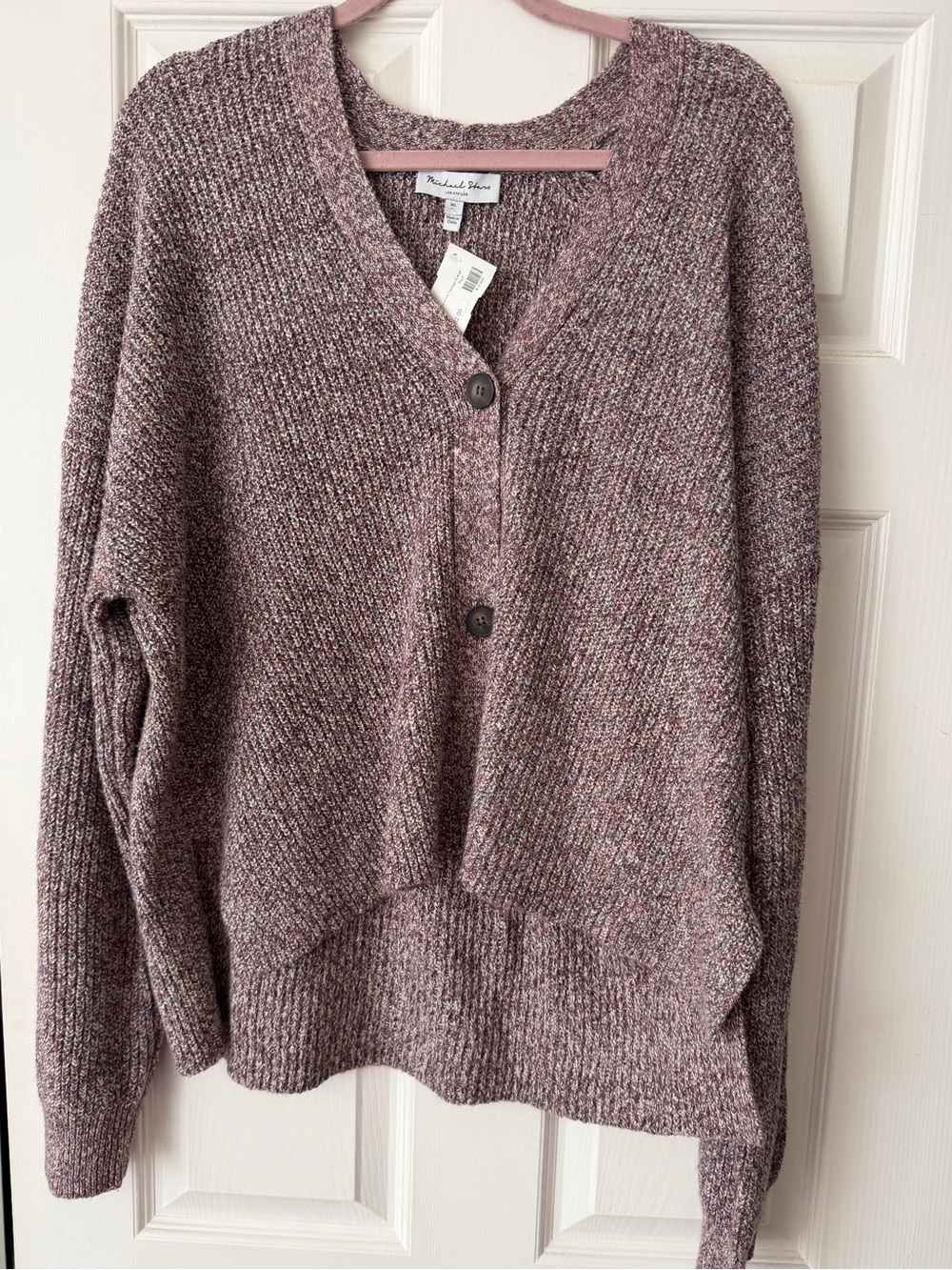 NWT Michael Stars XL Marled Knit Oversized Cardigan Sweater Plum Cozy Boho